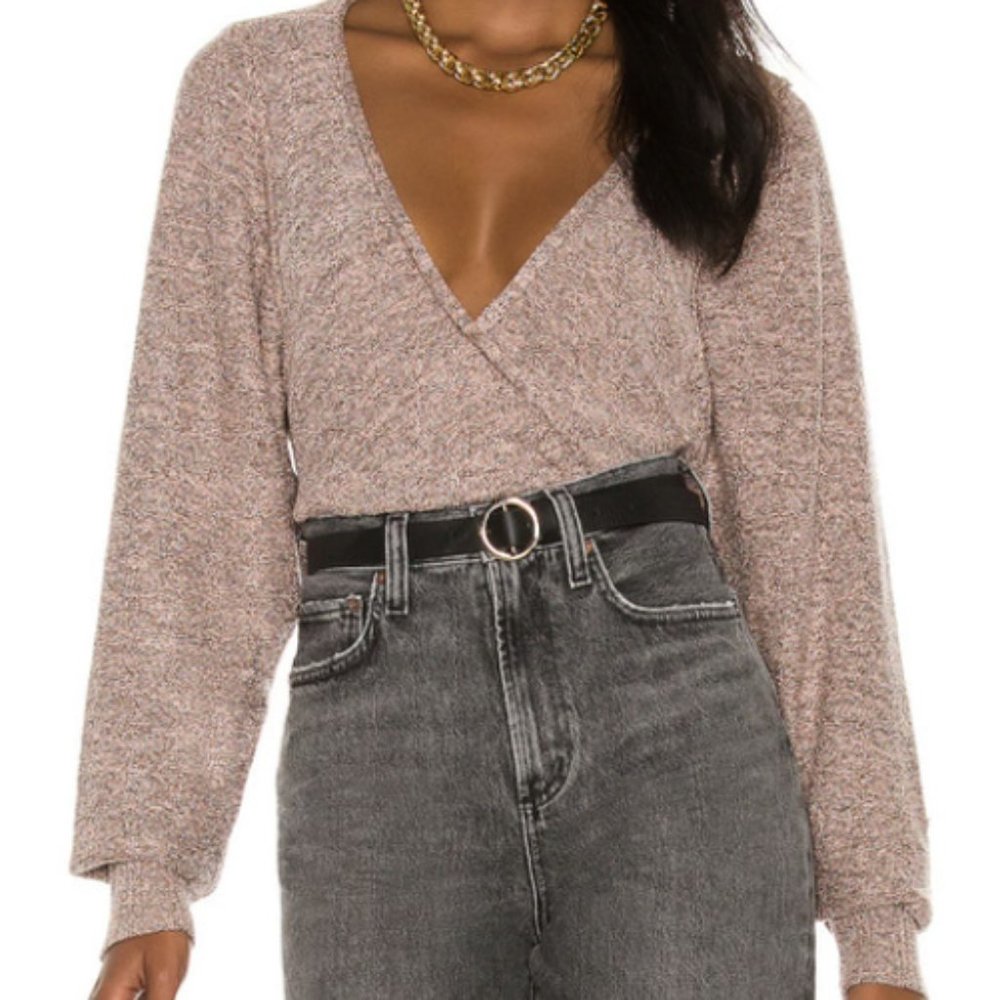 NWT Free People shiny metallic wrap sweater